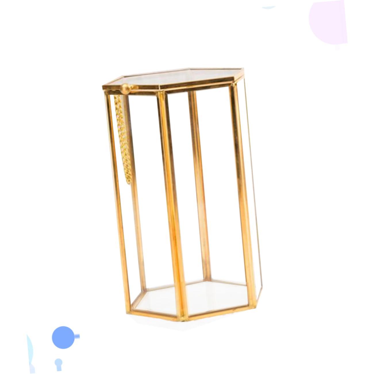 Gogogmee Gogogmee Retro Hexagon Color Makeup Box Copper Frame Glass Makeup Brush Storage Organizer