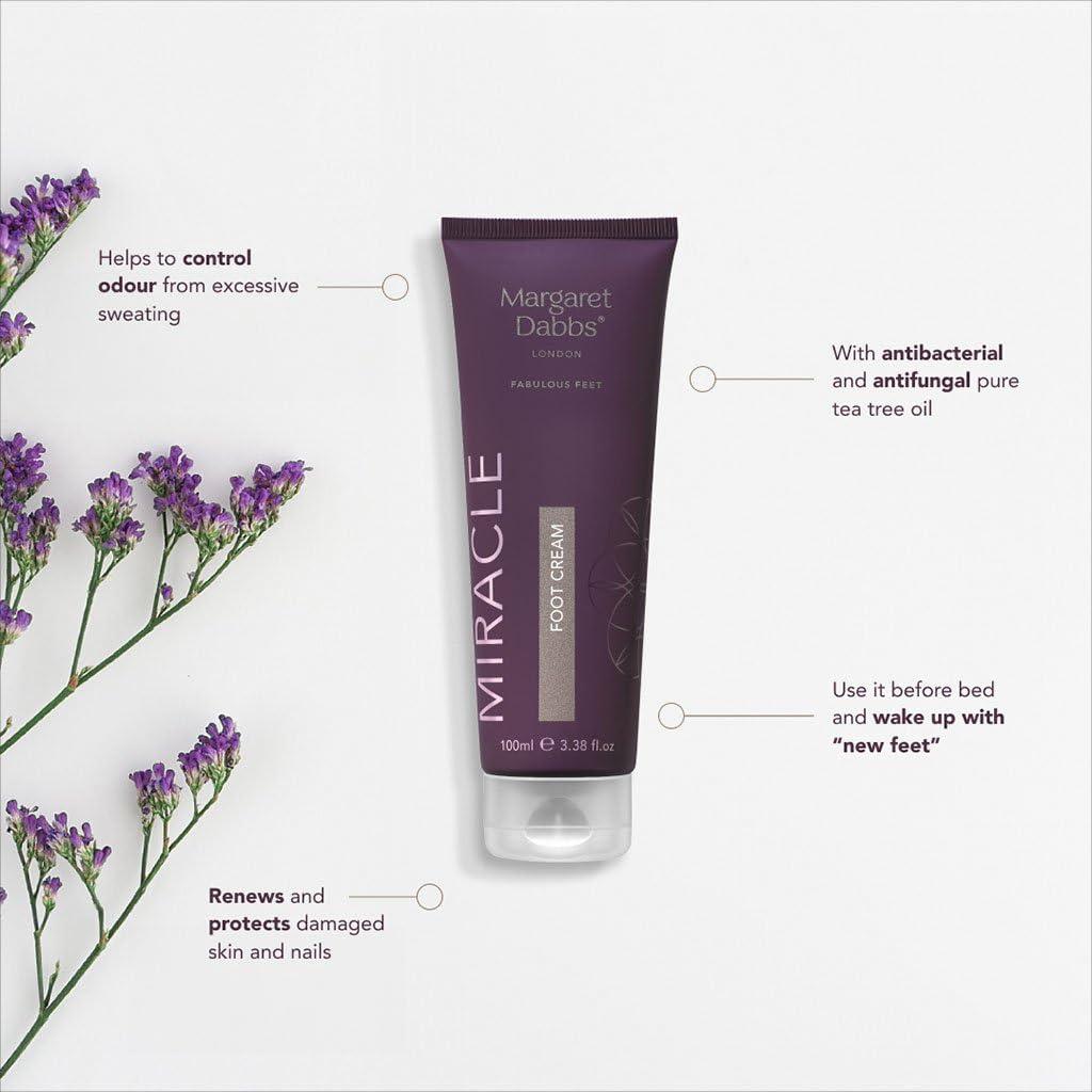 Margaret Dabbs Margaret Dabbs London Miracle Foot Cream - Controls Odor from Excessive Sweating - Protects Damaged Skin and Nails - Cream for Feet - 3.38 oz