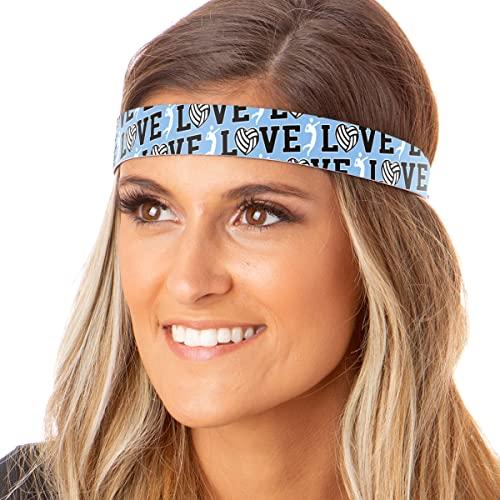 Hipsy Hipsy Adjustable No Slip Volleyball Headbands for Women Gift Packs (Volleyball Mixed Light Blue 3pk)