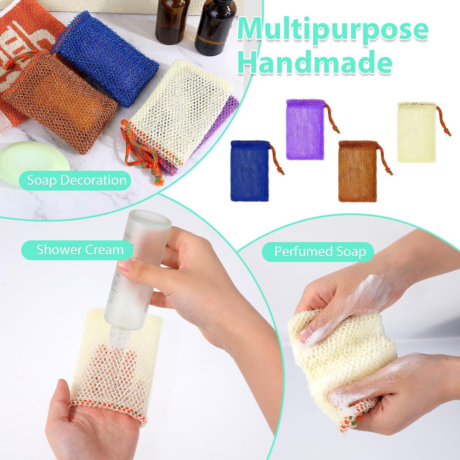 Sliverdew 4 Pack Soap Savers for Bar Soap Exfoliating Net Mesh for Shower Holder Mesh Foaming bag for Bath and Shower(5.5 x 3.5 In, 4 Colors)