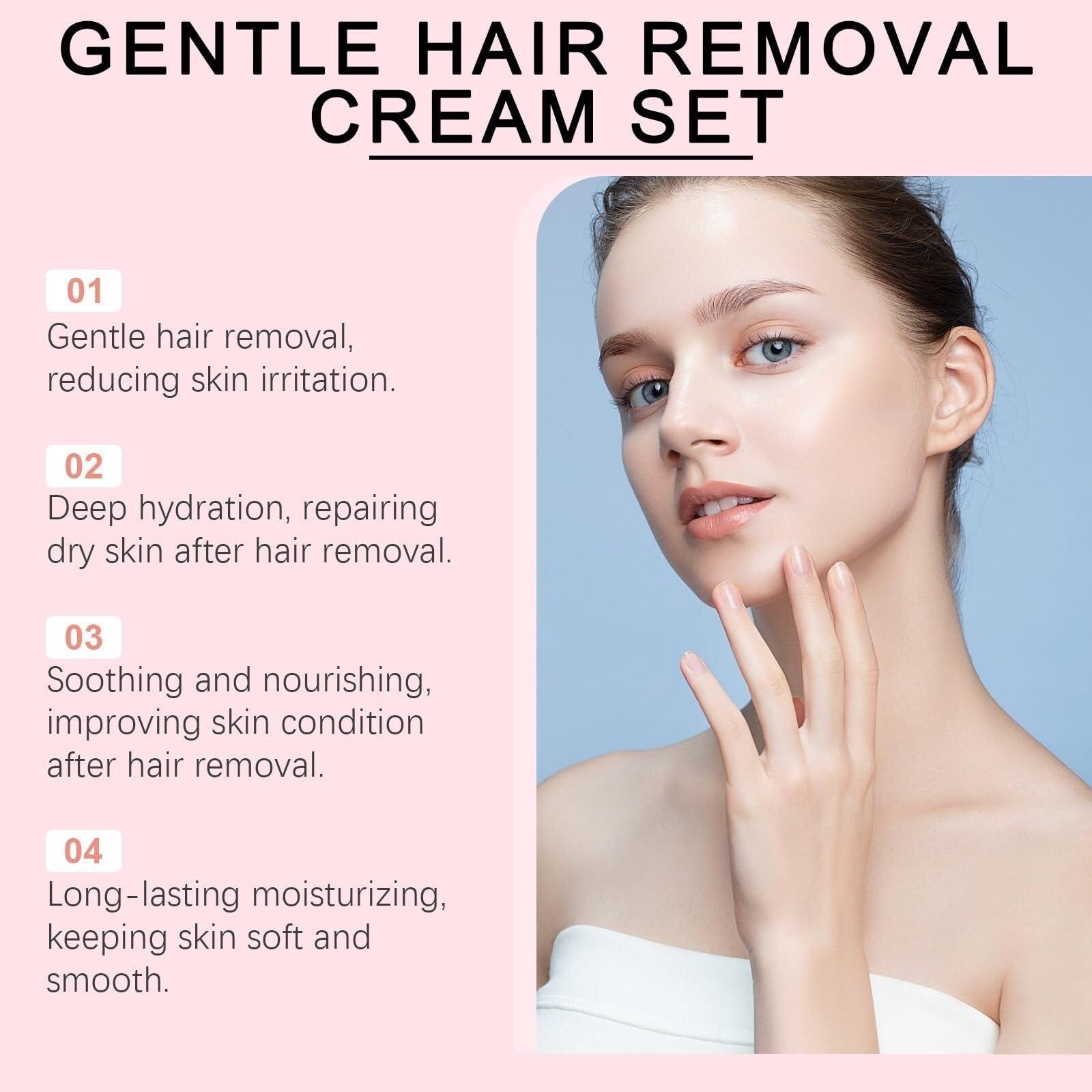 HNFYSMQL Vlyme Beard-Be-Gone Kit, Silklip Hair Removal Kit, Vlyme Beard Be Gone Cream, Liorabeauty Glide & Go Hair Removal Kit, Silklip Facial Hair Removal Cream for Women Men, Lasting Smooth Skin(3SET)