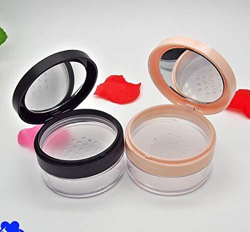 ericotry 20ml 0.67oz Empty Refillable Portable DIY Make up Loose Powder Case Container with Sponge Powder Puff Mirror and Sifter Foundation Cosmetic Jars Box (Pink)