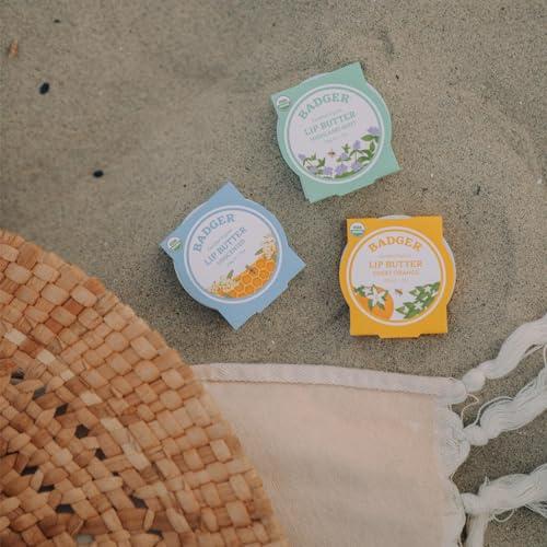 Badger Badger - Cool Mint Lip Butter, Moisturizing Organic Coconut Oil, Beeswax, Sunflower & Peppermint Oil