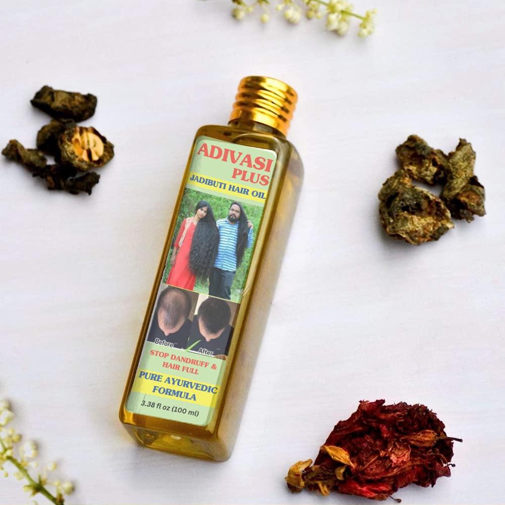Adivasi Ayurvedic Hair Care Adivasi Plus Herbal Hair Oil Sesame oil, coconut oil, castor oil, neem amla bhringraj, Adivasi Herbal Hair Oil for Hair Growth & Anti Hair fall Control - Helps Hair Thickening
