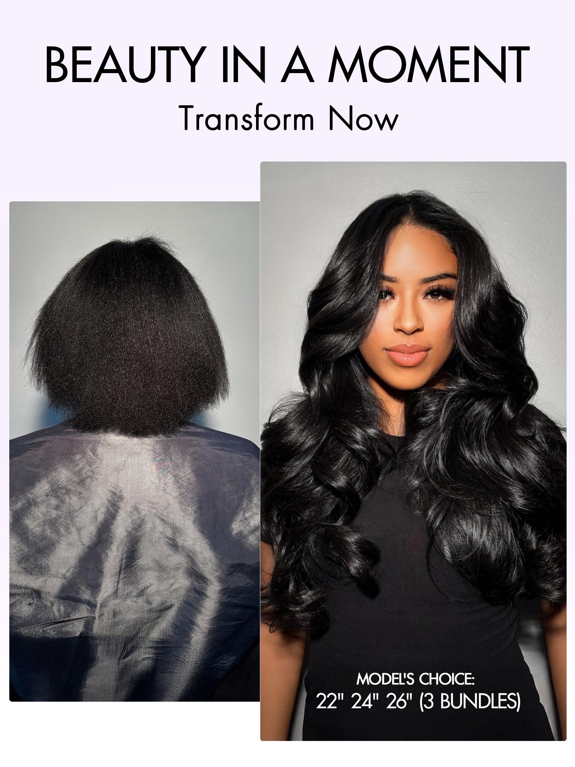 LUVME LUVME Human Hair Bundles 14 16 18 Inch Body Wave Bundles Human Hair 12A 100% Unprocessed Brazilian Virgin Hair Weave 3 Bundles Deals Human Hair Natural Black