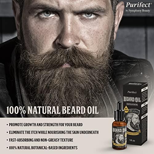 Purifect by Symphony Beauty Made In USA Beard Oil 100% Natural Growth Strength Non-Greasy Fast Absorbing 30ml 1fl oz - PURIFECT