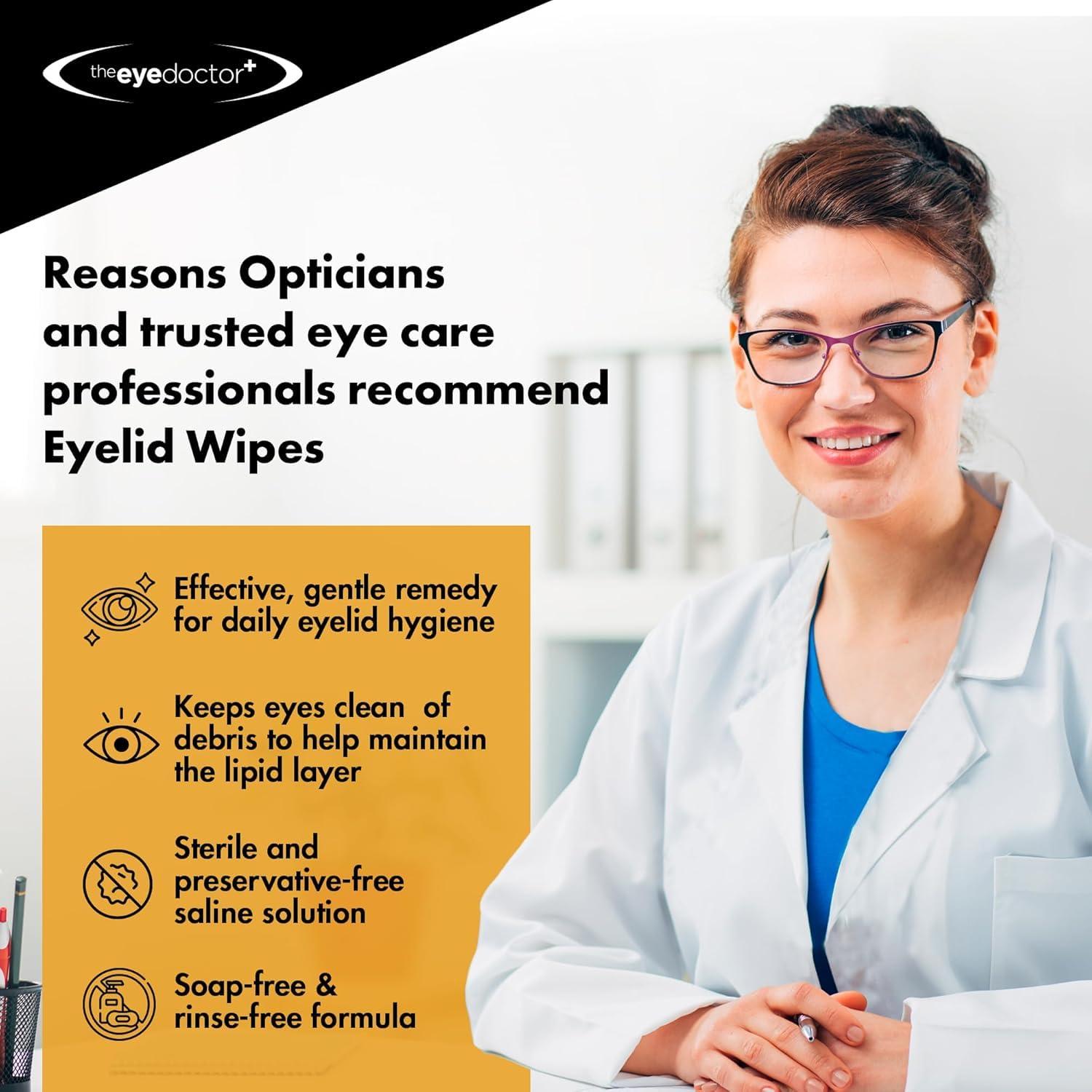 The Eye Doctor The Eye Doctor Eyelid Wipes  80 x Single use Lid & Lash Wipes  Suitable for Sensitive Eyes, Dry Eyes, Blepharitis & MGD - Rinse-Free Eye Wipes - Removes Makeup, Oil, Debris