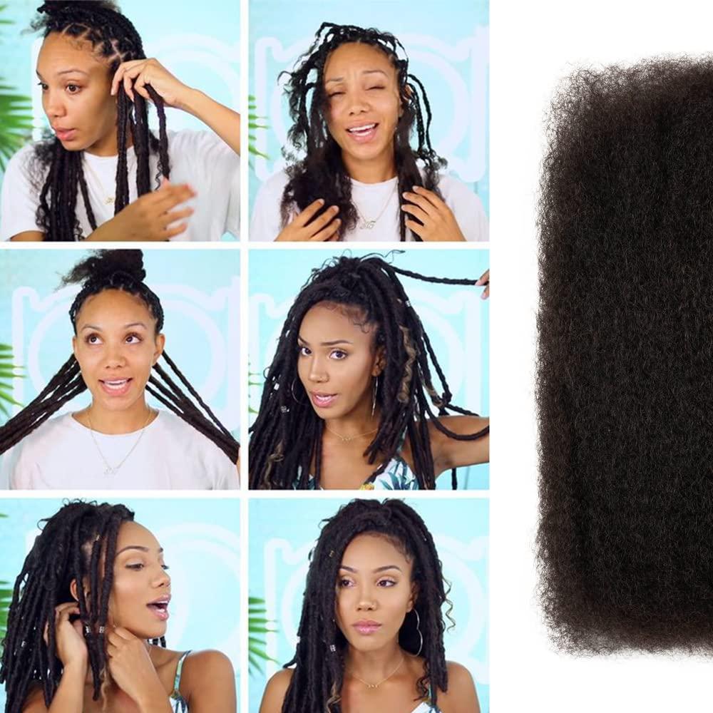 FASHION IDOL FASHION IDOL Afro Kinkys Bulk Human Hair for Dreadlock Extensions Loc Repair Braiding Twist Tight Afro Kinky Human Hair for Loc 3 Packs 150 Gram Natural Black 10 Inches 5.3 Oz