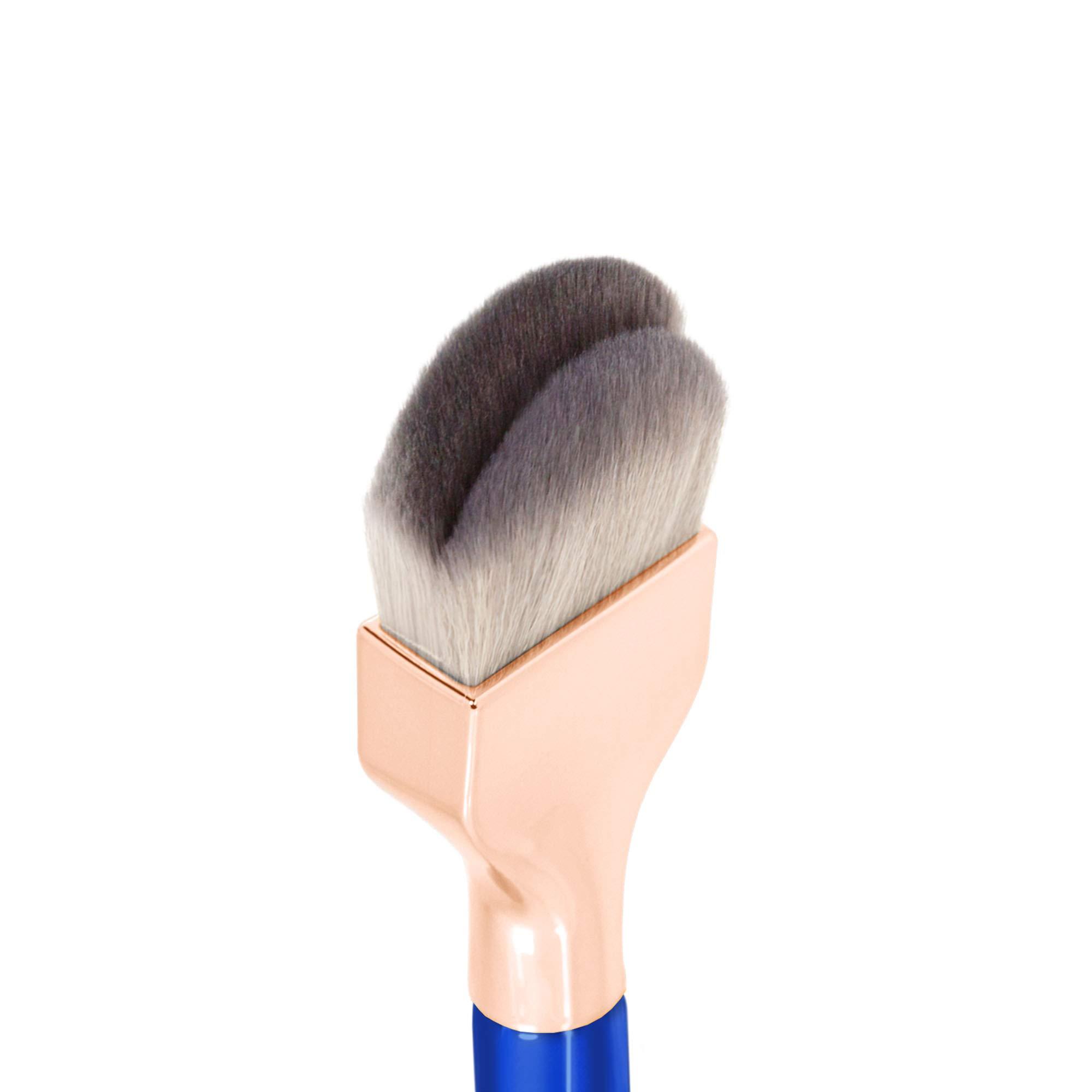 BDELLIUM TOOLS Bdellium Tools Professional Makeup Brush - Golden Triangle 971 Large Slanted Double Dome Blender - With All Vegan and Soft Synthetic Fibers, For Foundation Application & Blending (Blue, 1pc)