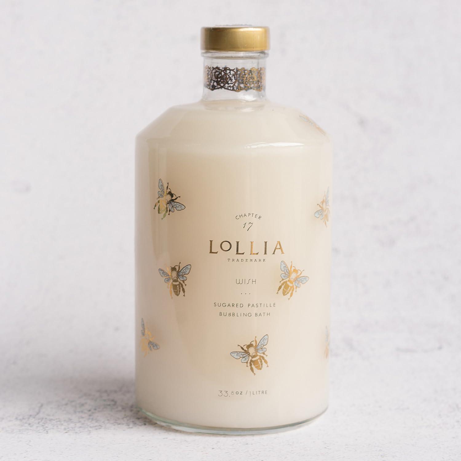 LOLLIA Lollia Wish Bubble Bath, 33.8 fl. oz. Sugared Pastille Scent Gentle & Moisturizing Bubble Bath, Hydrating Ingredients, Scented Bubble Bath for Women