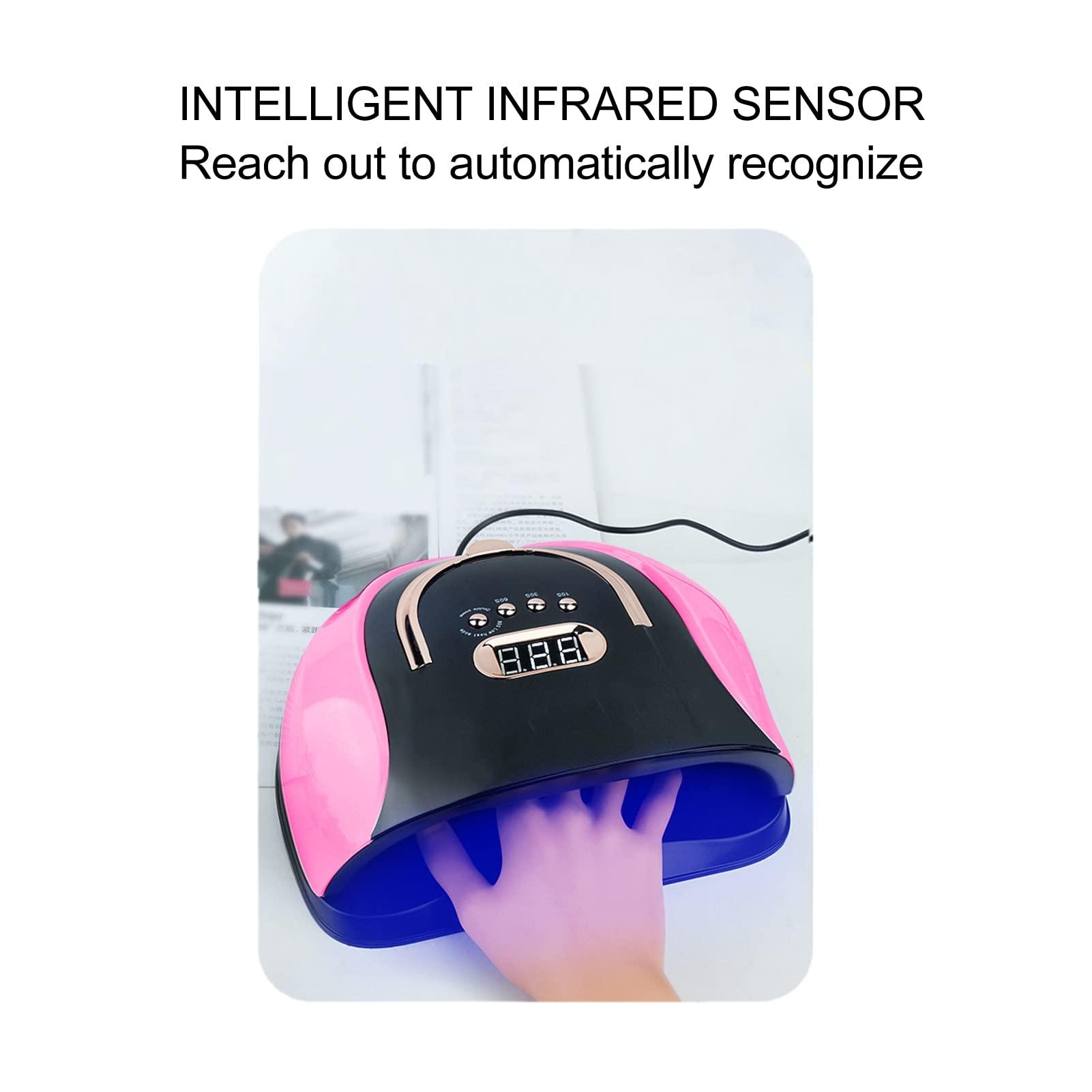 Yosoo Nail Art 256W LED Nail Lamp for Gel Polish, Tools Curing Lamps Fast LED Dryer Nail Curing Light with 57Lamp Beads,Nail Art Salon Accessories with 4 Timers Portable