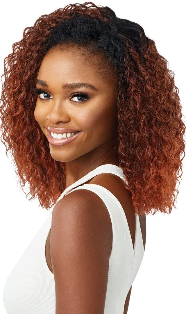 quick weave quick weave Outre Synthetic Wet & Wavy Style Half Wig - DEEP CURL 14\" (DR HONEY BROWN)