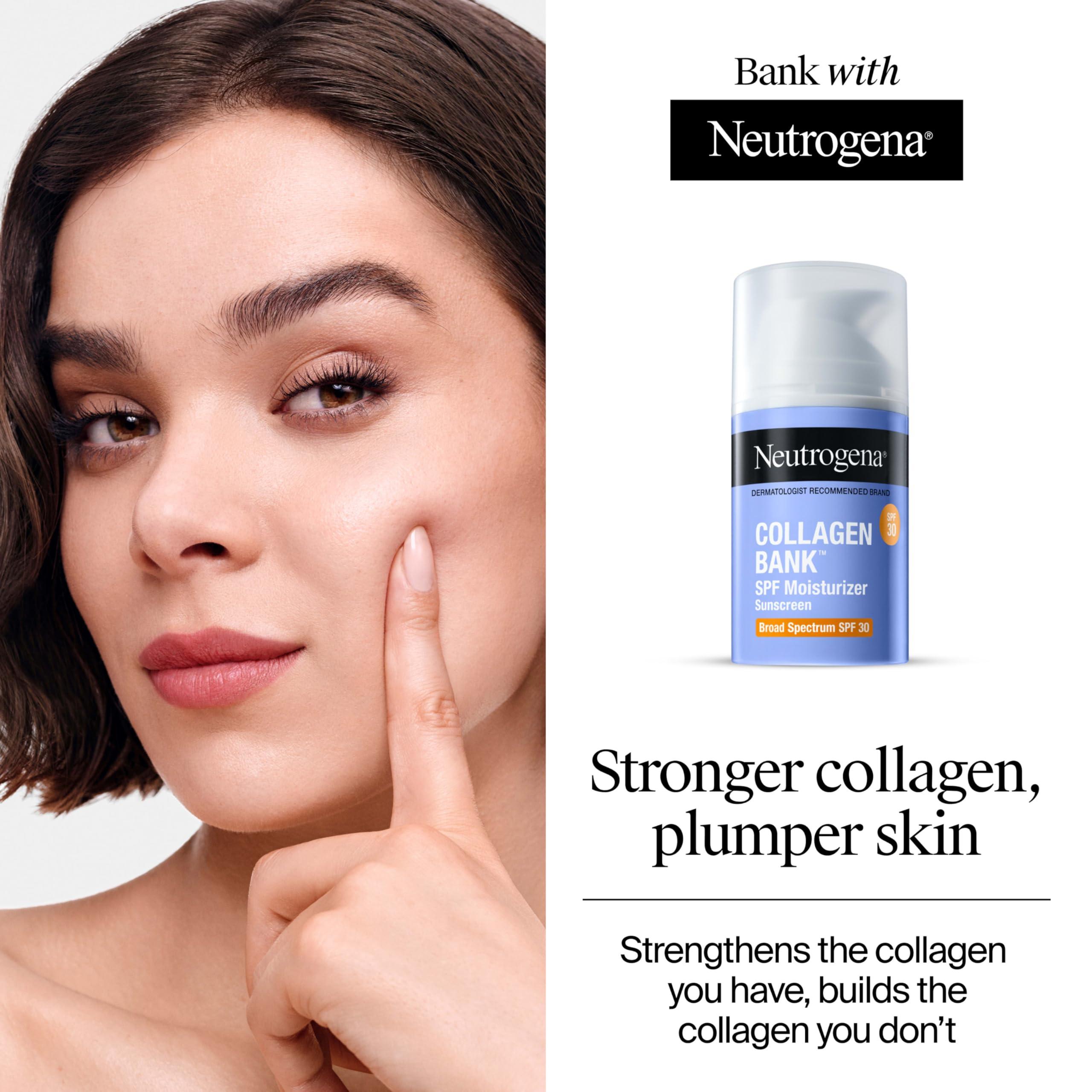 Neutrogena Neutrogena Collagen Bank Face Moisturizer with SPF 30 Sunscreen, Daily Anti-Aging Face & Neck Collagen Cream with Micro-Peptides and SPF, 2 fl. Oz & Trial Size Hydro Boost Facial Cleanser, 0.5oz