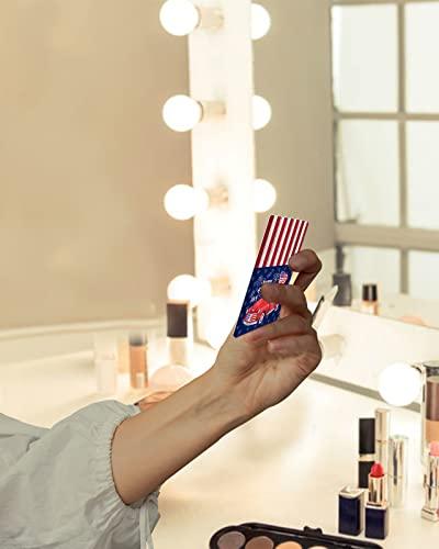 Carosoffe Carosoffe American Flag Star Wood Rustic Small Compact Mirror for Purse, American Flag Star Wood Rustic Travel Makeup Mirror for Women Men, Rectangular Handheld Compact Pocket Mirror 2 PCS