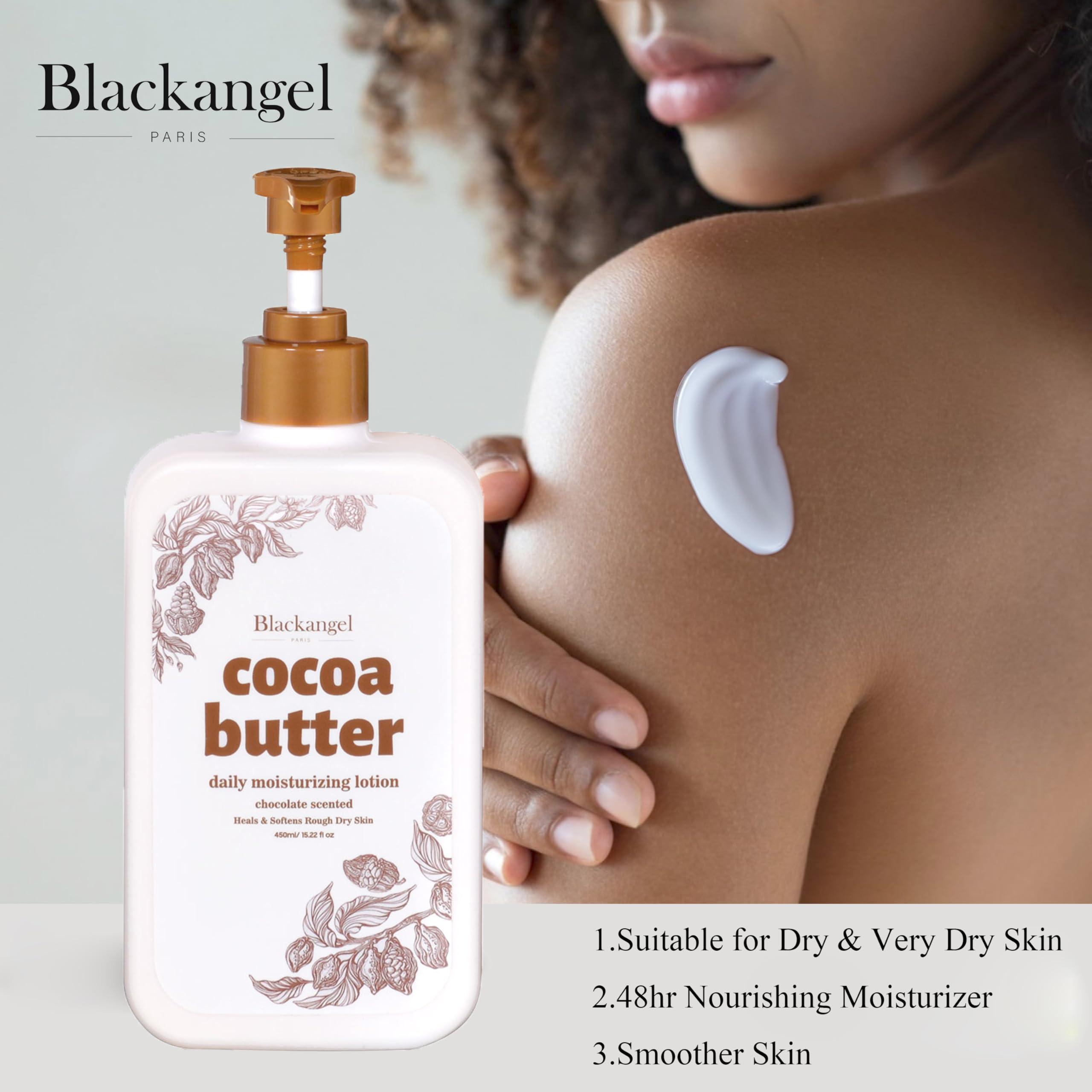 blackangel blackangel Cocoa Butter Body Lotion for Dry skin, Body Lotion & Facial Moisturizer for women, Cocoa Butter Cream, Plant-Based Moisturizer for 48 Hours of Hydration, 15.22 oz, 2 Count