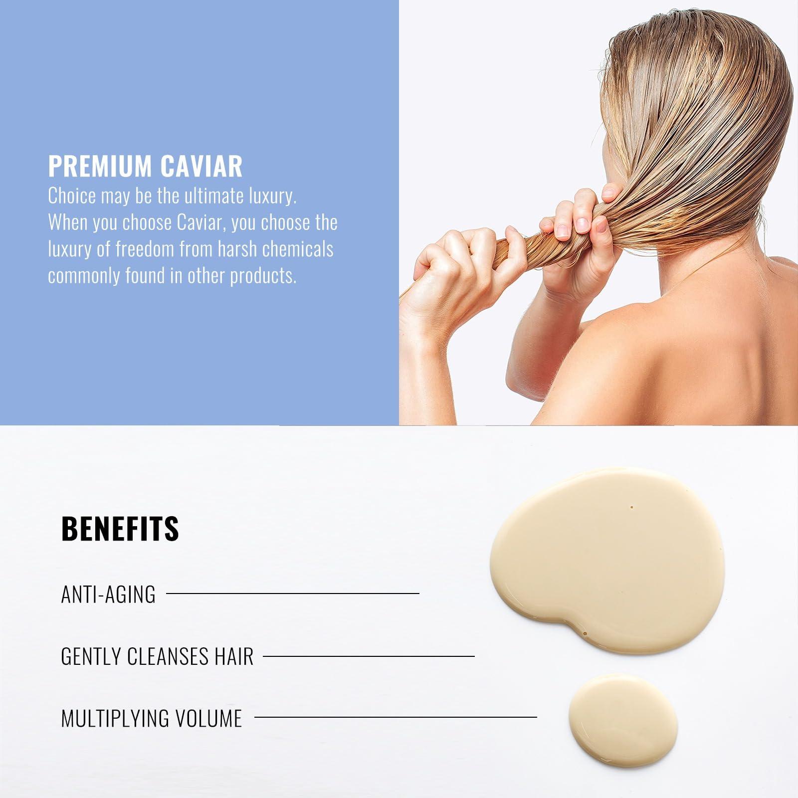 FRENCCIGA FRENCCIGA Caviar Anti-Aging Replenishing Moisture Shampoo - Hydrating Dry, Damaged Hair Restores Moisture, Adds Shine Protects from Color Fade & Future damage 16.9 oz