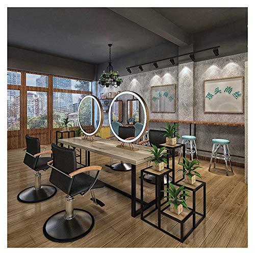 XM-MIRROR Double-Sided Tabletop Led Mirror, Hair Salon Dedicated Desktop Mirror, Beauty Salon Hair Salon Hot Dyed Double-Sided Mirror with Light Studio Makeup Mirror,Black,70cm