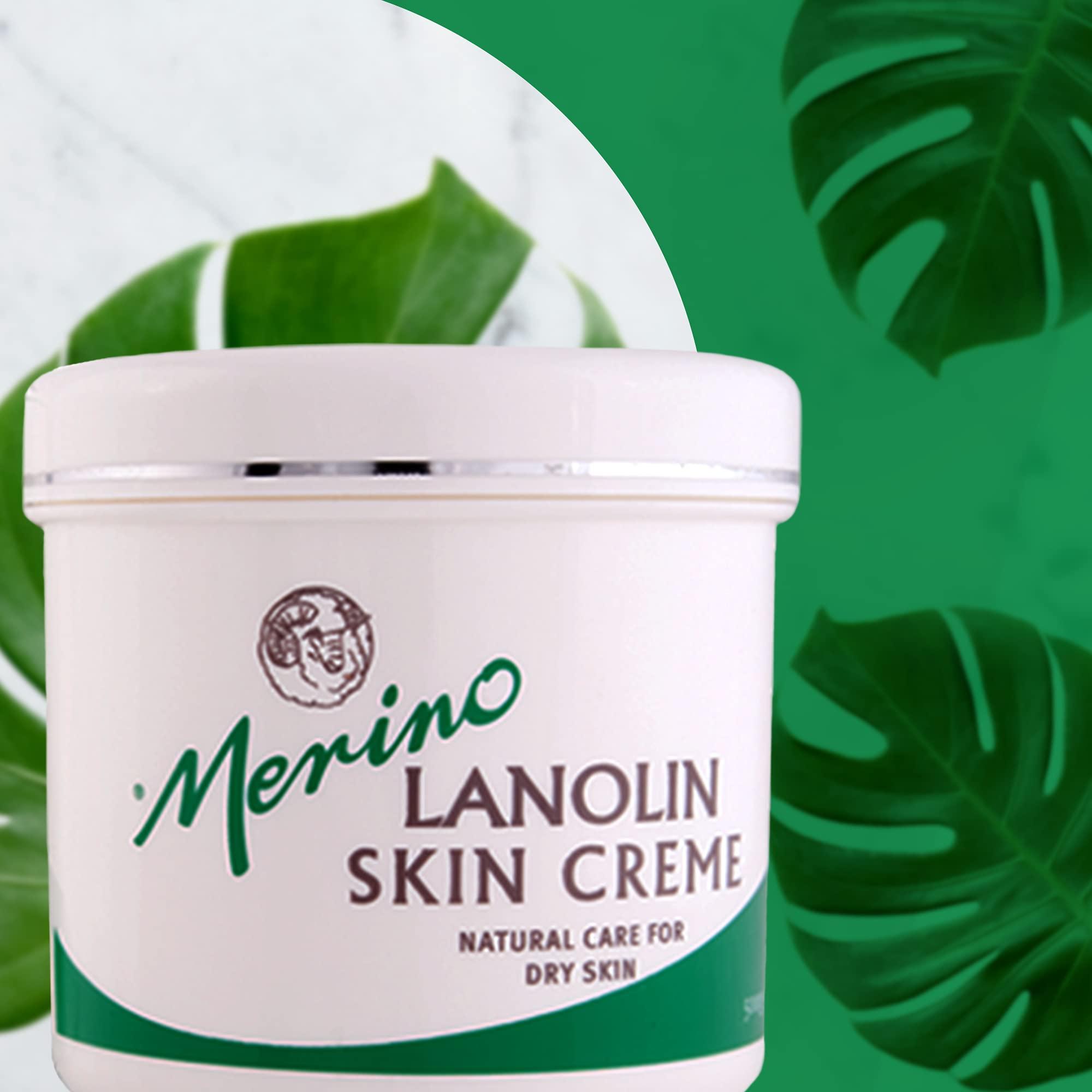 Merino Skin Care Dry Skin Lanolin Cream for Cracked Heels, Elbows and Soft Hands (500g/17.63 oz) Large Jar