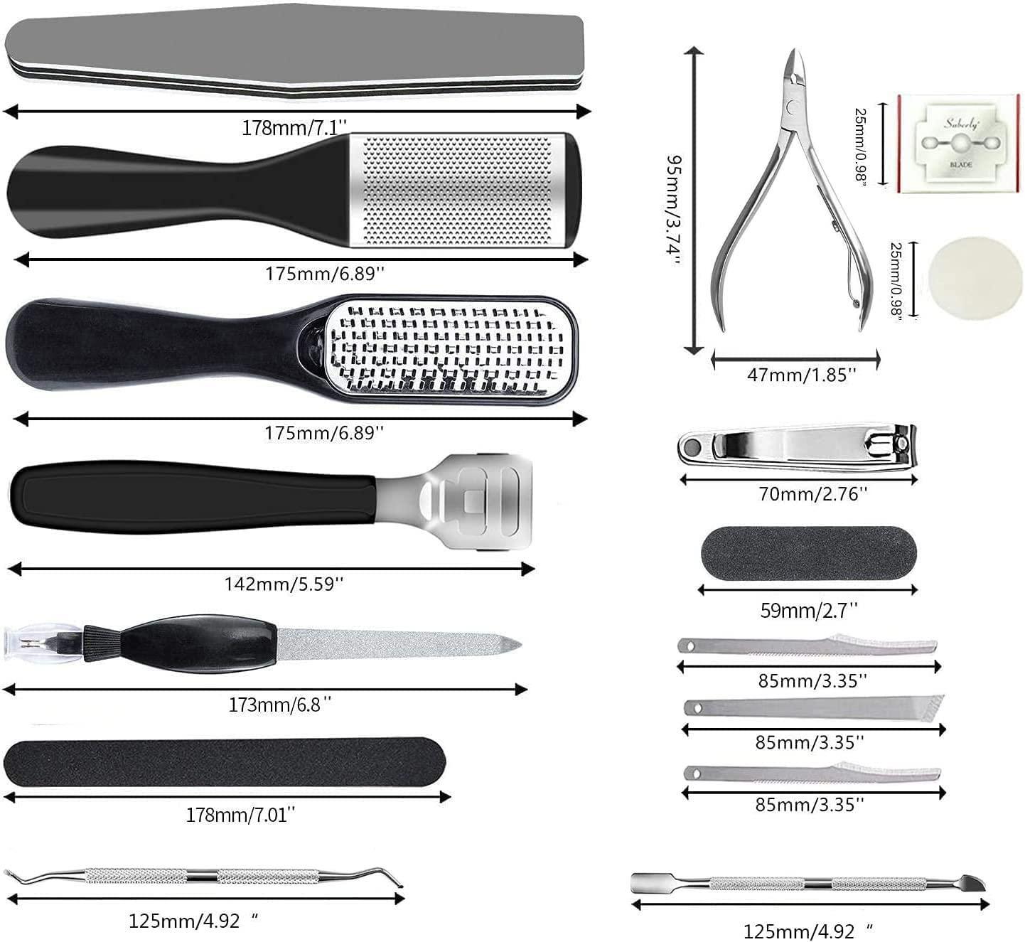 EKOCSIO Pedicure Kit, 36 in 1 Foot Care Tools Stainless Steel Foot Rasp Dead Skin Remover for Home & Travel