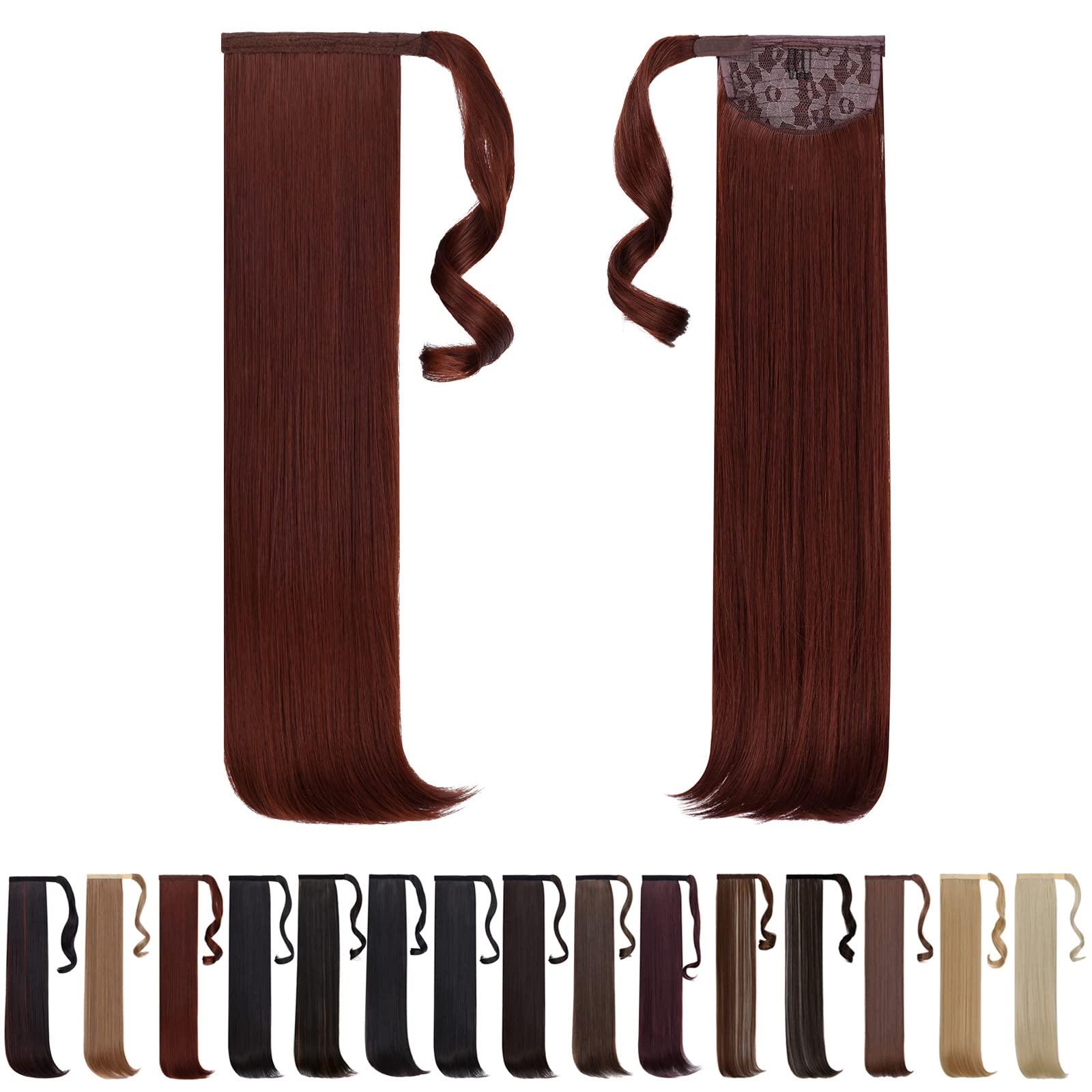 HSPCYGG HSPCYGG Fake Ponytail Auburn Clip Ponytails Straight 22\" 5.1 Oz Wrap Around Synthetic Women Hair Extensions Del Pelo Girl Hair Piece Wig Fluffy Soft&Not Tangled