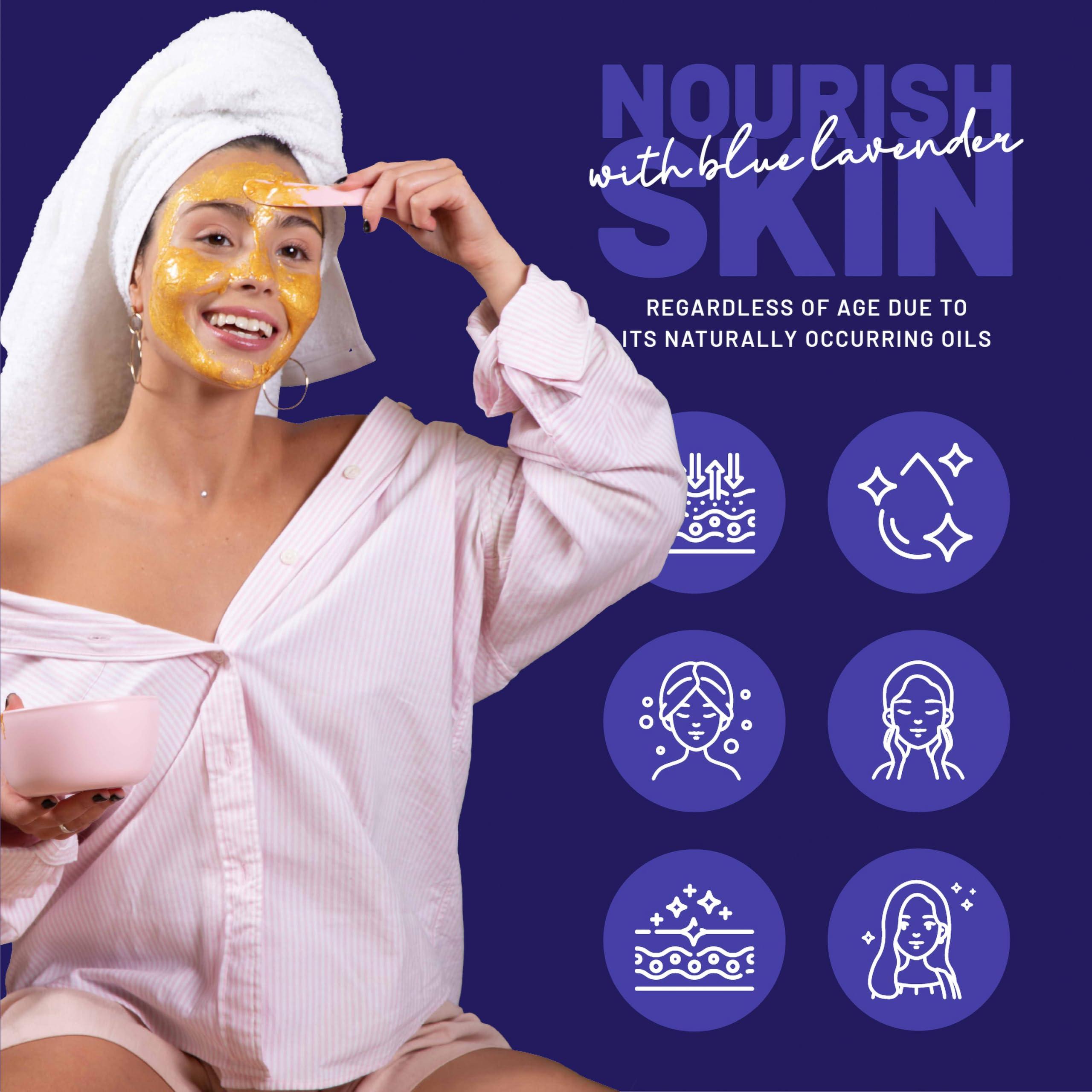 BRÜUN BRÜUN Jelly Mask Jar Blue Lavender Peel-Off Face Care Rubber Mask | 23 fl oz Skin Care Moisturizing Gel Mask Jar Spa Set