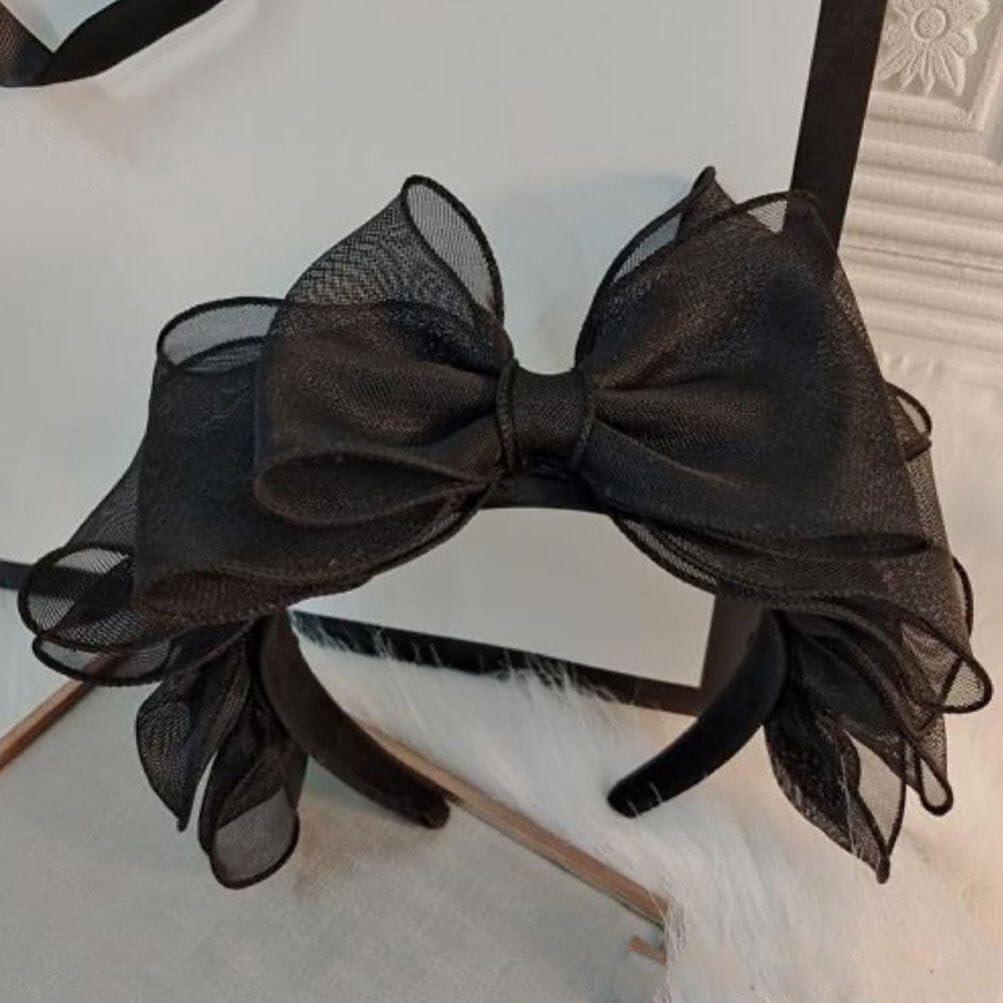 SHERCHPRY SHERCHPRY Black Headband With Bow, Bow Knot Headbands Bow Hair Hoop Cosplay Party
