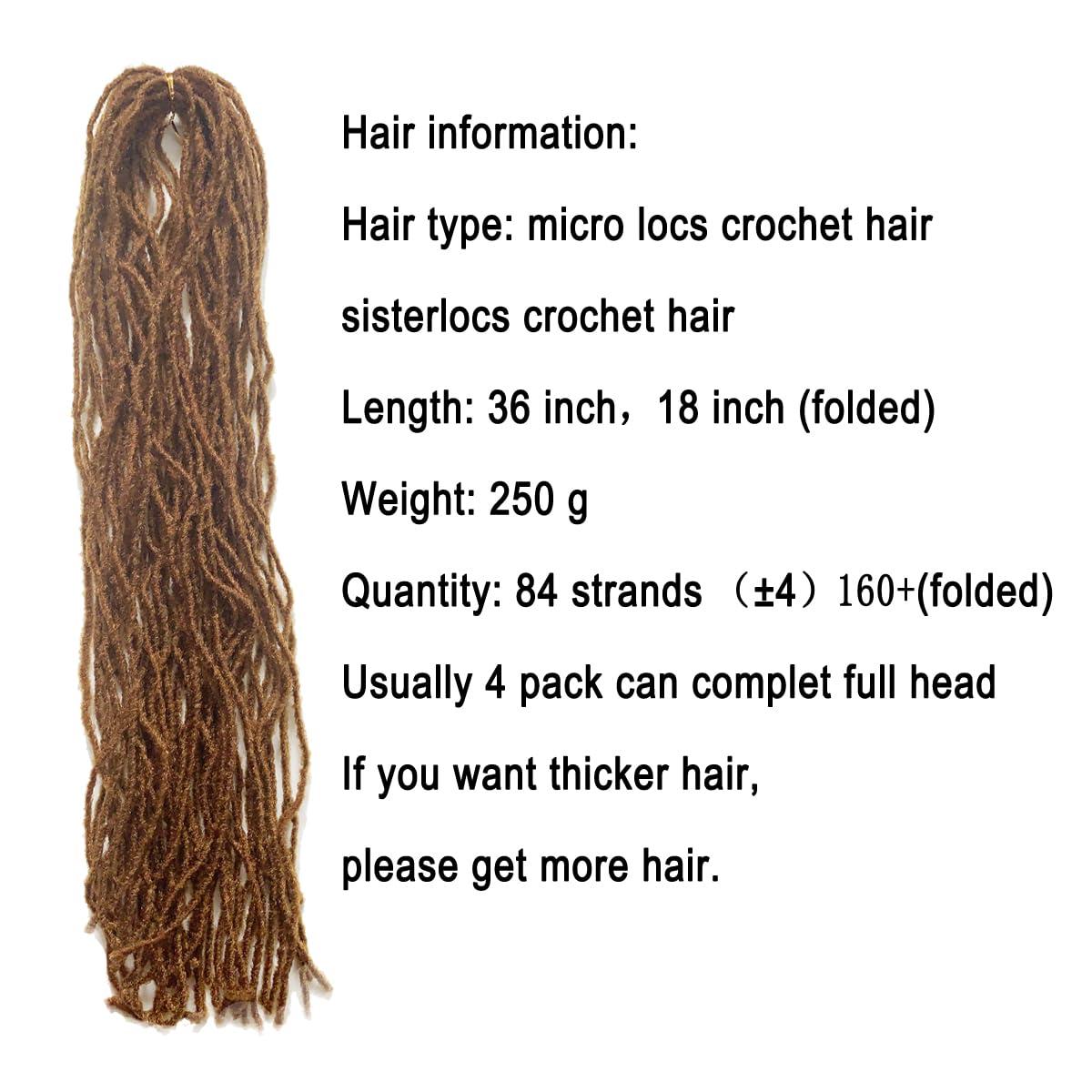 RAYIIS RAYIIS Fuax Locs Crochet Hair Super Lightweight Micro Locs 4 Pack Sister Locs Crochet Hair Synthetic braids Hair Extensions (#30, 18 inches)