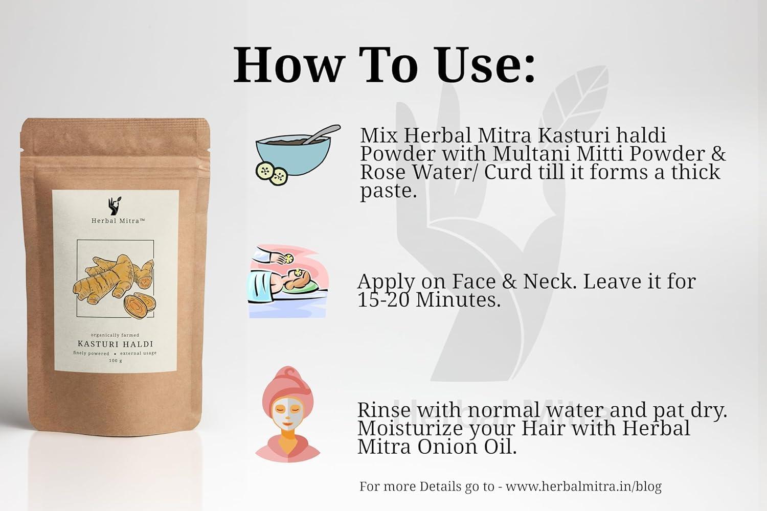 Generic Generic 100% Natural & Pure Kasturi Haldi Powder 100 GMS | Wild Turmeric Powder | Ideal for Skin brightening, Healthy Glowing Face, Shiny Skin Face Pack | Eco-Friendly Paper Pouch