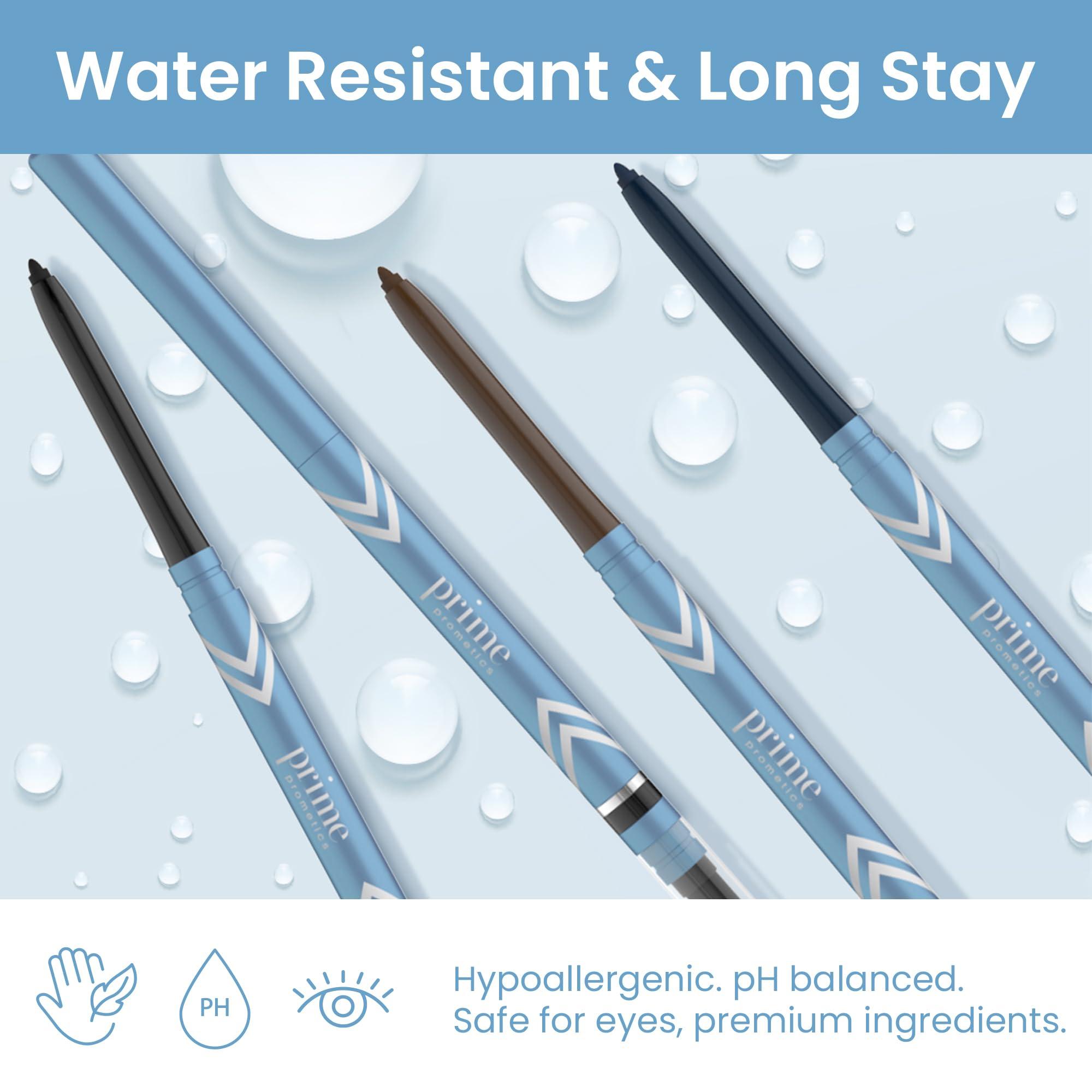 PRIME PROMETICS PRIME PROMETICS PrimeEyes Glide Eyeliner for Mature Women Water-Resistant, Long-Stay and Mess-Proof Gel Cream Texture, Discreet Sharpener and Effective Smudger (Wood (brown))