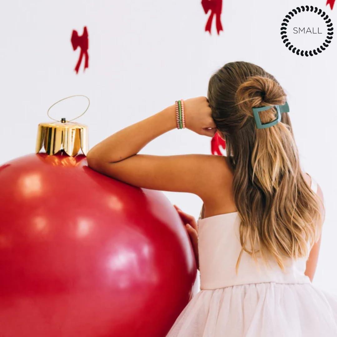 Teleties TELETIES - Small Flat Square Clip - Strong Grip, Bendable Teeth, Comfortable Curved Design - For Lying Down, Yoga, Driving & More - Ideal for Thick Hair -For All Hair Textures - Mistletoe