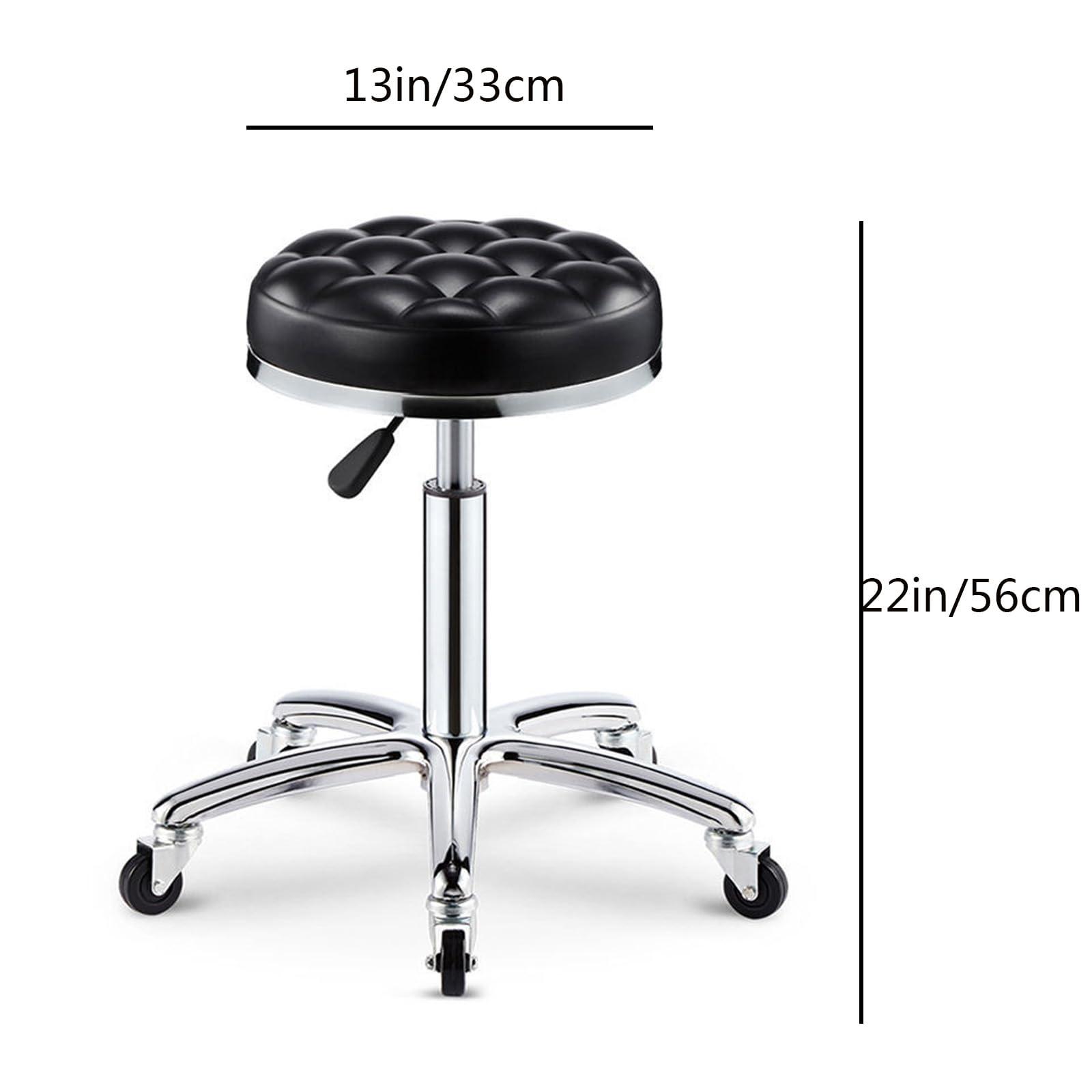 Generic Adjustable Heavy Duty Stool - Rolling Stools with Wheels - Swivel Stools Backless Chair for Beauty Hair Salon Spa Home Kitchen Office Shop Massage (Brown)