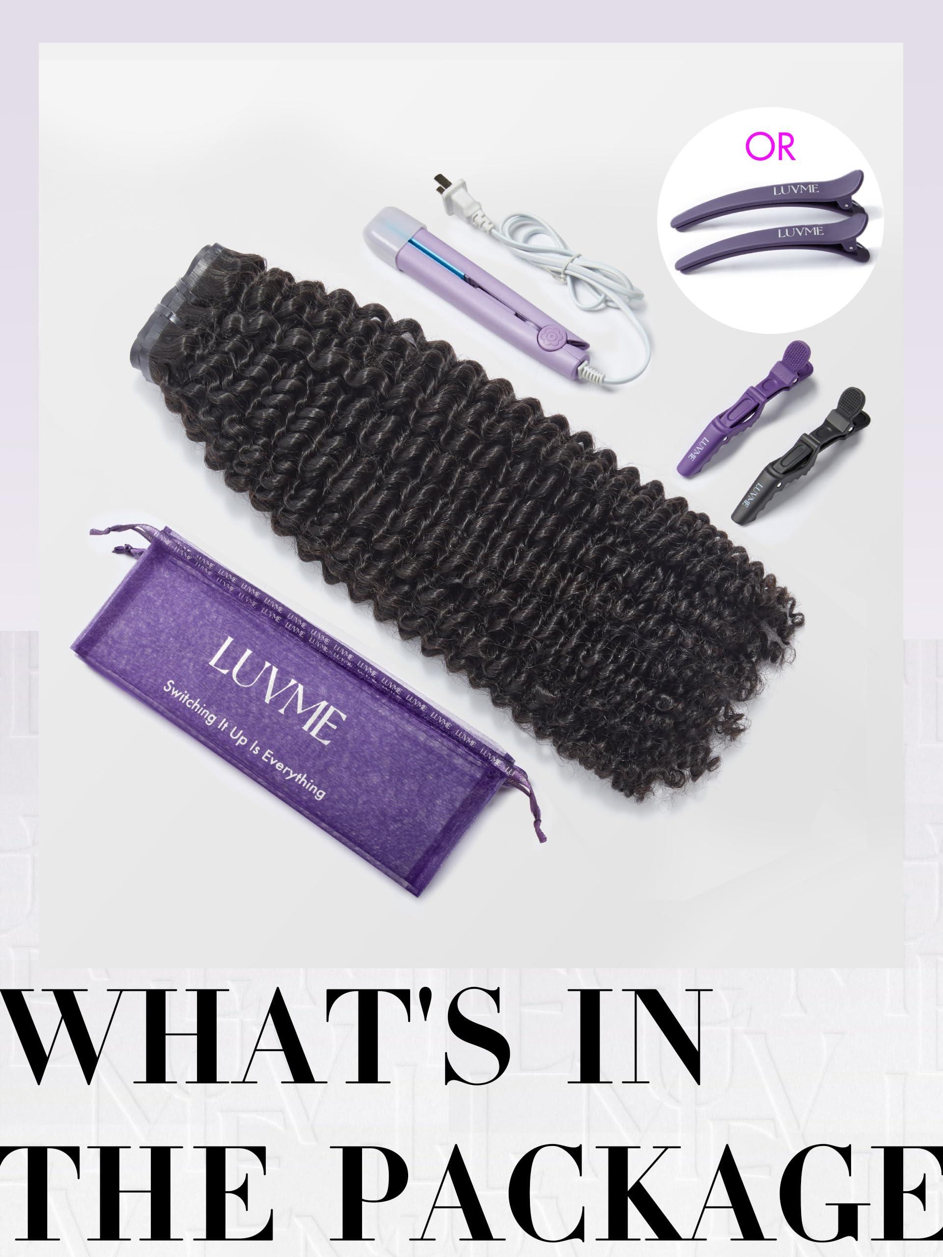 LUVME LUVME Curly Clip in Hair Extensions 24 Inch 135g 7pcs Seamless Clip in Hair Extensions Human Hair Kinky Curly Clip Ins for Women