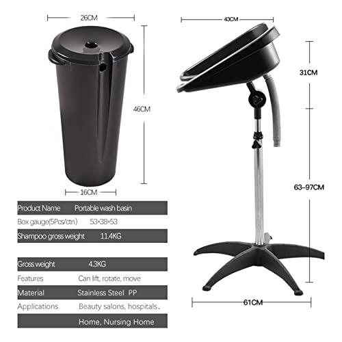 ZJDYDY Portable Mobile Shampoo Bowl, Hair Height Adjustable Shampoo Rinse Basin, Family Barber Beauty Shop Elderly/Pregnant Women Hair Washing Sink,Standing Shampoo Basin Sink with Drain Pipe and Bucket
