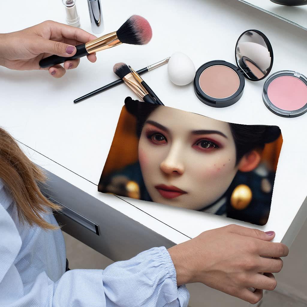 SERENITY TRENDS SERENITY TRENDS Japanese Print Makeup Bag - Geisha Girl Cosmetic Bag - Illustration Makeup Pouch
