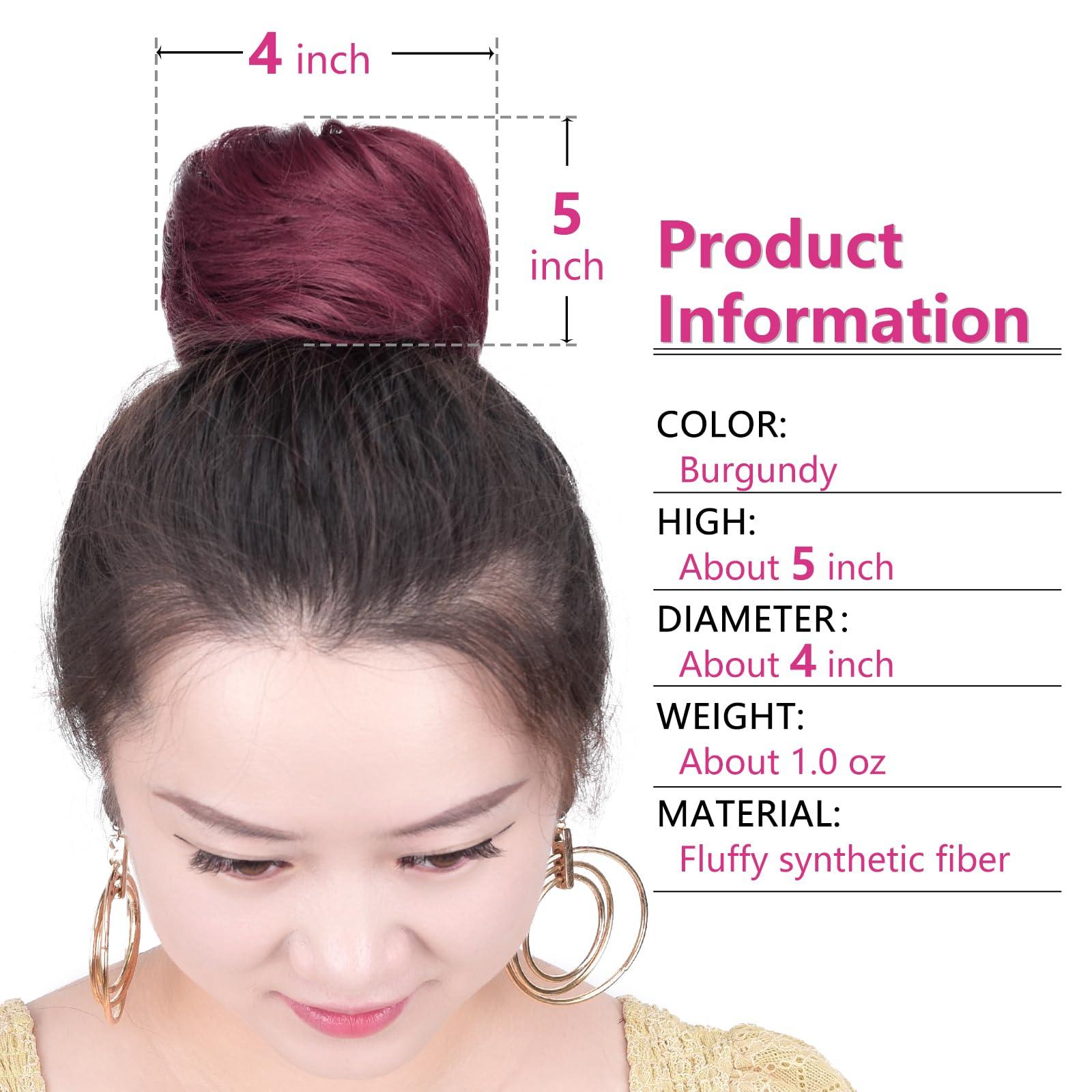 HSPCYGG HSPCYGG Hair Buns 2PCS Burgundy Hair Piece Fake Hair Bun For Workplace Bridal Wedding Wine red Hair Updo For Women&Grils Hairpiece
