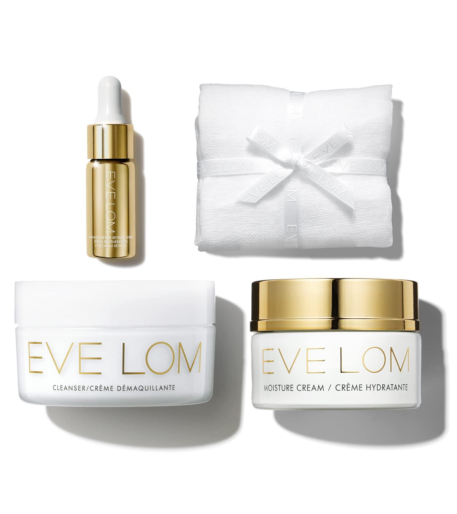 EVE LOM EVE LOM Radiant Renewal Ritual Set | includes 50ml Cleanser, Muslin Cleansing Cloth, 9.5ml Radiance Repair Retinol Serum, 30ml Moisture Cream, 4 piece holiday set