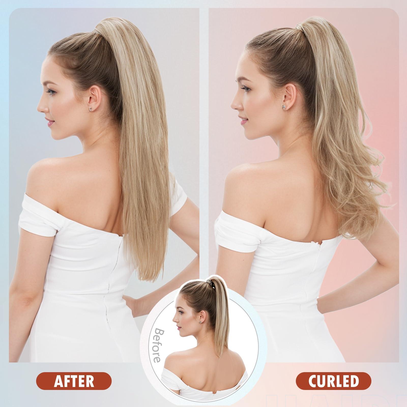 Hairro Hairro Clip On Ponytail Hair Extensions Jaw On Claw Clip Ponytails Real Hair Long Jaw/Claw Pony Tail With Clips Hairpieces For Women 14 Inch 105g 1B Natural Black