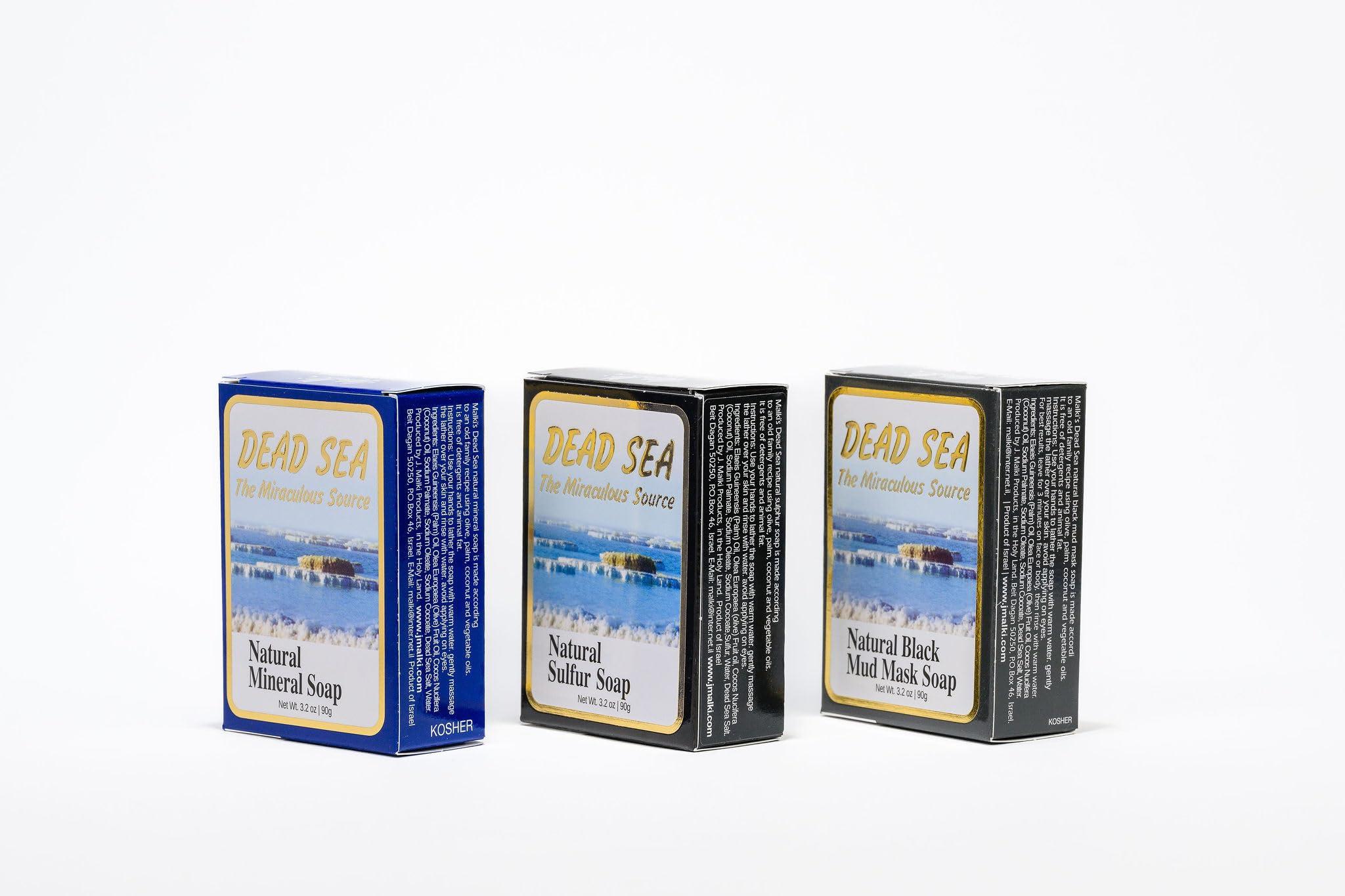 J. Malki Products Malki Dead Sea Products Natural Sulfur Soap | Natural Face & Body Sulfur Soap Bar | Soothe Acne and Dry Skin Naturally