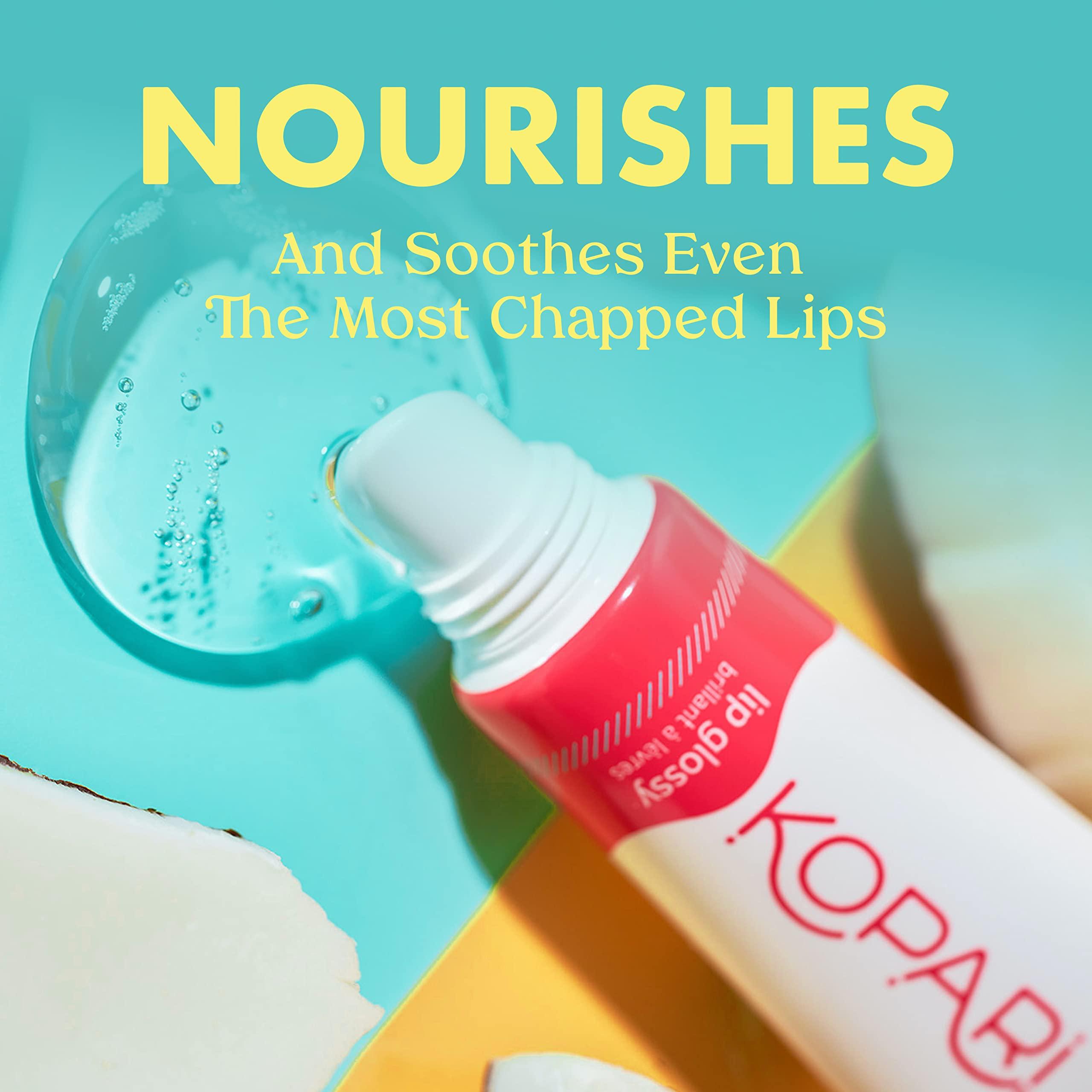 Kopari Kopari Coconut Lip Glossy - Clear Lip Oil Gloss, Sheer Non Stick Gloss, Hydrating and Moisturizing, Infused with Shea Butter & Squalane, Clear