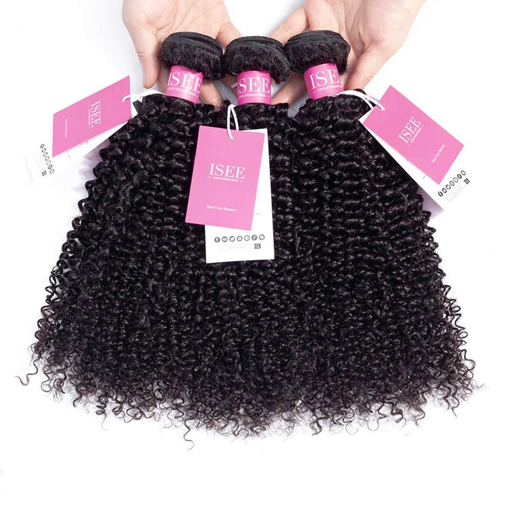 ISEE ISEE Hair Virgin Malaysian Deep Curly Jerry Curly Human Hair 3 Bundles,100% Unprocessed Human Curly Hair Extensions Natural Black Can Be Dyed (24/24/24 Inch)