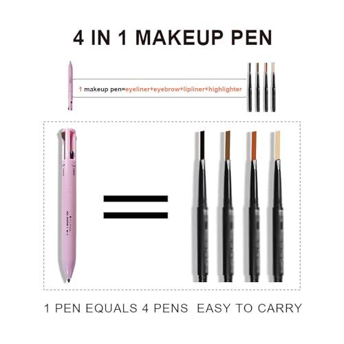 MKNZOME MKNZOME 4 in 1 Makeup Pen, 8 Colors Eyebrow Contour Eyebrow Pencil Eyebrow Pen Makeup Pencil 4 in 1(Eye Liner, Brow Liner, Lip Liner, Highlighter) Travel Beauty Makeup Pen, 2 Count
