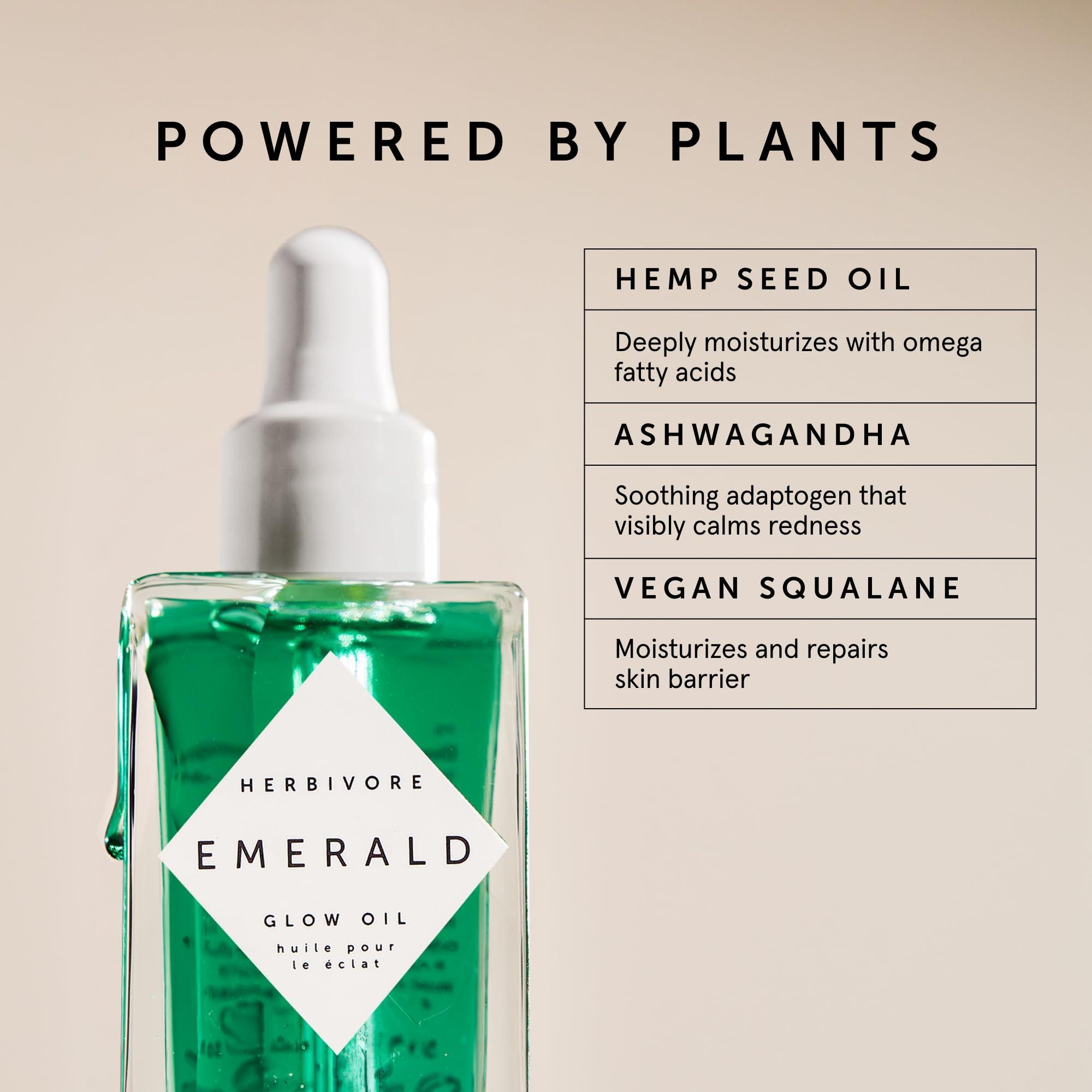 HERBIVORE HERBIVORE Emerald Facial Oil | Hydrating, Glowing, Calming & Moisturizing Facial Oil with Ashwagandha & Squalene, Plant-based, Vegan, Non-Comedogenic, 30 mL / 1 oz