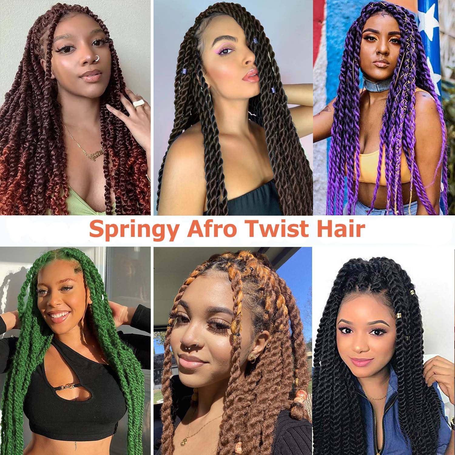 ELAOGI Afro Twist Hair Springy Afro Twist Hair 6Packs Pre Fluffed Marley Twist Braiding Hair Spring Twist Hair for Women (27#, 30 Inch)
