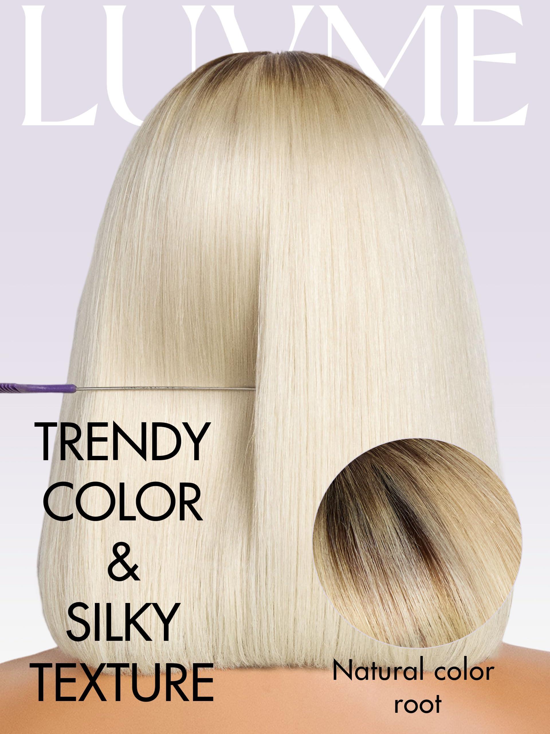 LUVME HAIR LUVME HAIR Ombre Blonde Bob Wig with Bangs Human Hair, Silky Straight Platinum Blonde Human Hair Short Wigs with Dark Roots, Ready to Go Lace Bang Bob Wig 10 Inch