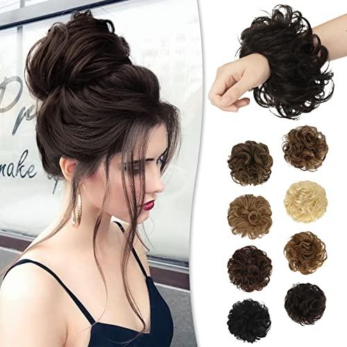 RUWISS RUWISS Messy Bun Hair Piece 100% Human Hair Messy Rose Bun Hair Buns Hair Piece for Women Real Hair Scrunchies Updo Hair Pieces Bun Extension Ponytail Messy Hair Bun (Darkest Brown)