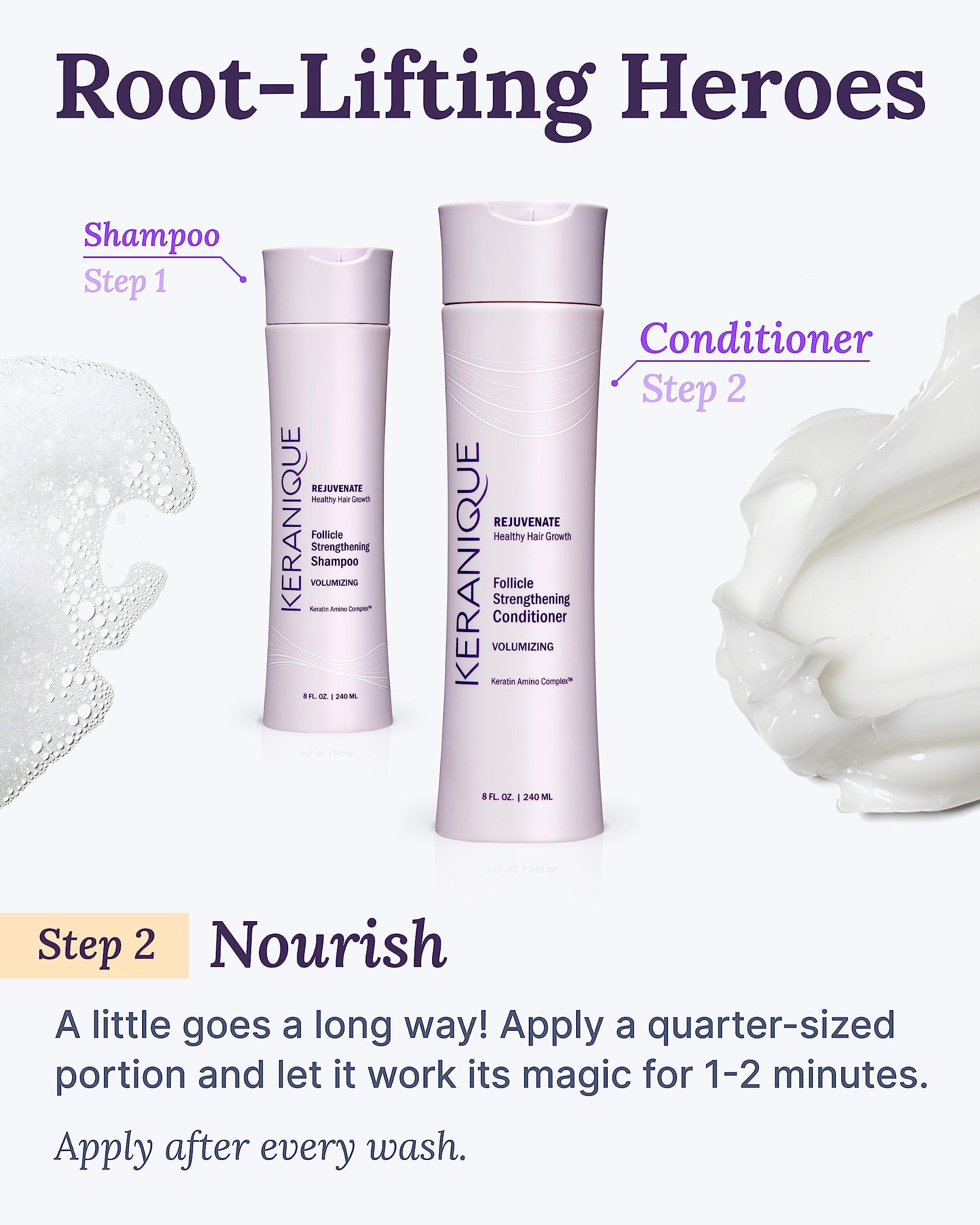 Keranique Keranique Volumizing Keratin Conditioner for Thinning Hair, Hair Regrowth | Keratin Amino Complex, Free of Sulfates, Dyes and Parabens, 8 Fl Oz