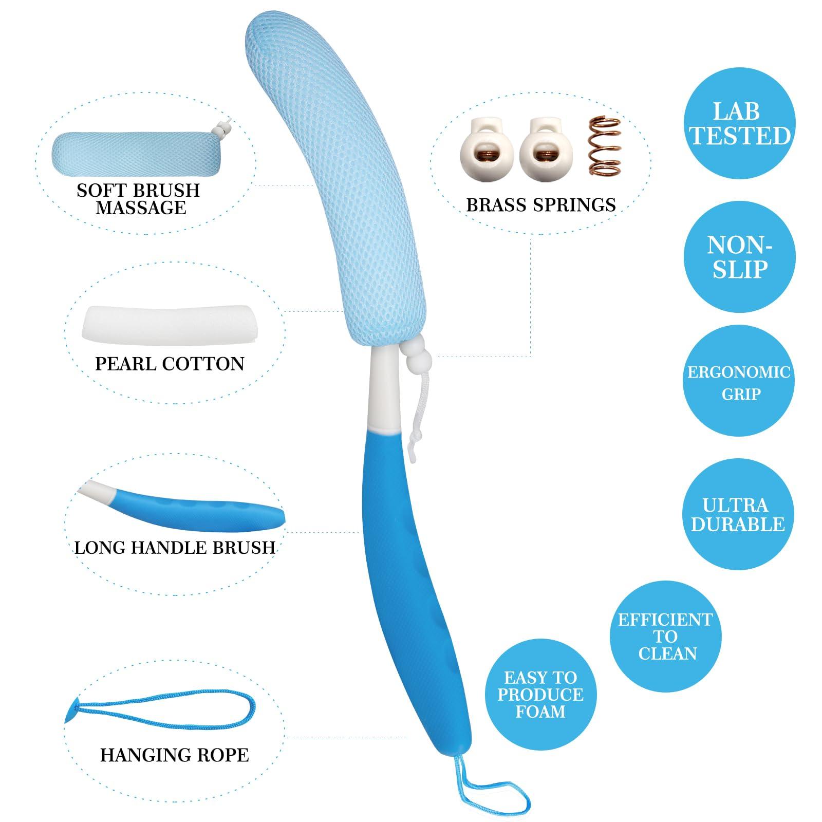 Leetye Mei Leetye Mei Long Handled Shower Brush, Non-Slip Long Handle Bath Brush, Back Body Brush Gentle Exfoliating and Lather Well Deep Cleansing Long-Lasting for Body