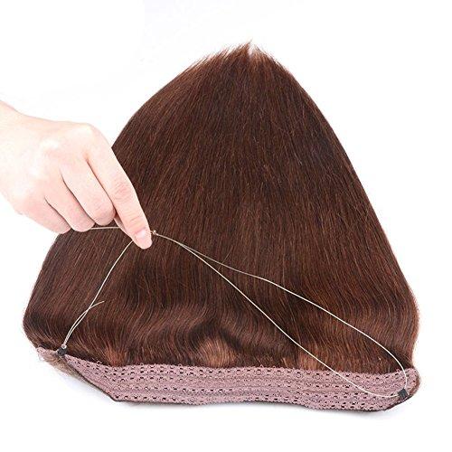 Star Beauty 1 100% Remy Human Hair 15\"-24\" Straight Invisible Halo Wire Human Hair Extensions One Piece 80G (24 inch, 27#/613)