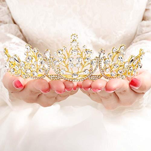 Barode Barode Bridal Wedding Crowns and Tiaras Crystal Bride Queen Crowns Rhinestone Headband Wedding Hair Accessories for Women and Girls (Gold)