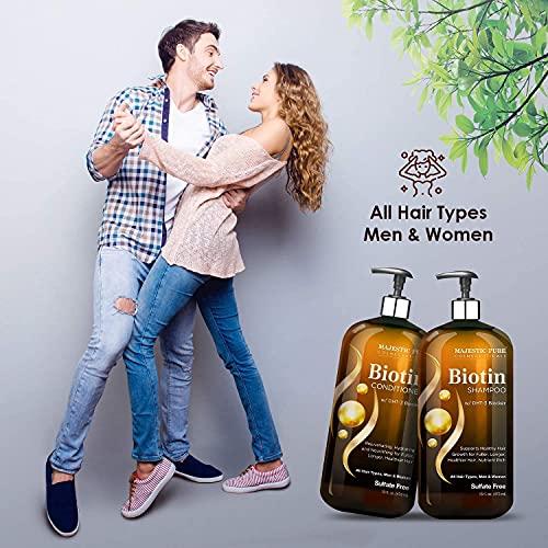 MAJESTIC PURE Majestic Pure Biotin with DHT Blocker Complex Shampoo & Conditioner Set (16 oz each) and Biotin Conditioner (16 oz) Bundle